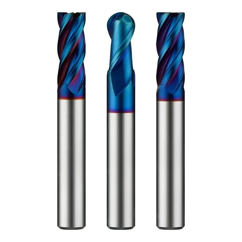 Твердосплавная концевая фреза с голубым нано-покрытием, 4-зубая, с плоской головкой, HRC65, для обработки твердой стали на фрезерных станках карбида вольфрама