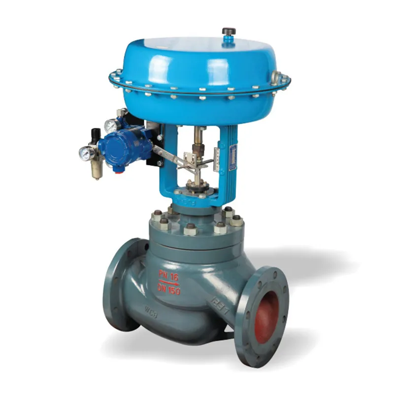 Пневматические прямоточные клеточные односедельные регулирующие клапаны