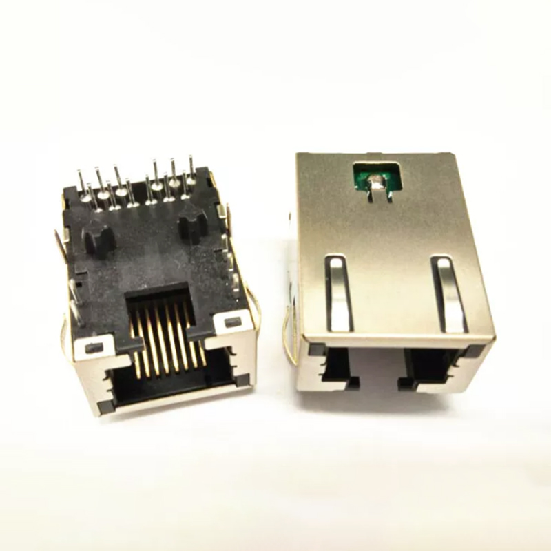 1×1 Интегрированный RJ45, 10G, со светодиодами и EMI-пружинными контактами
