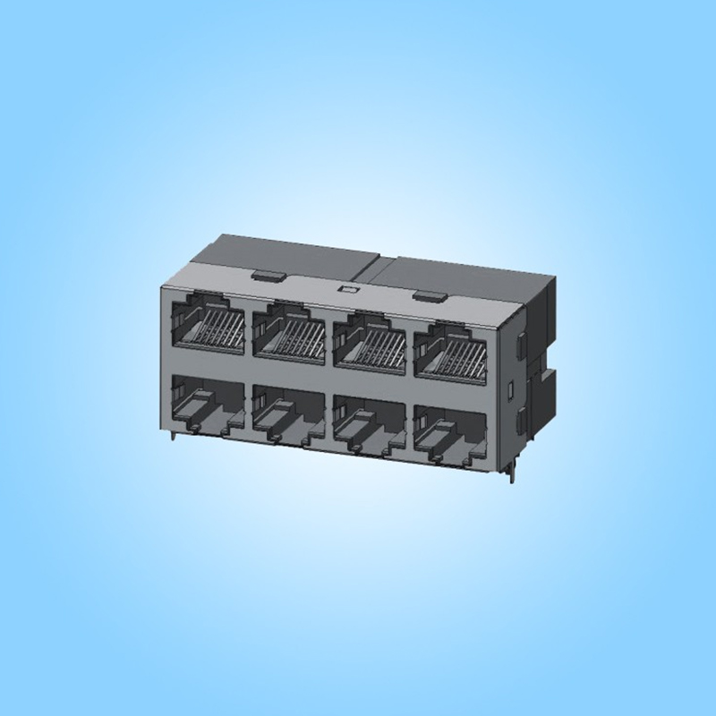 2×4 Пустой RJ45, с частично экранирующим кожухом, без индикации, пайка волной в отверстия