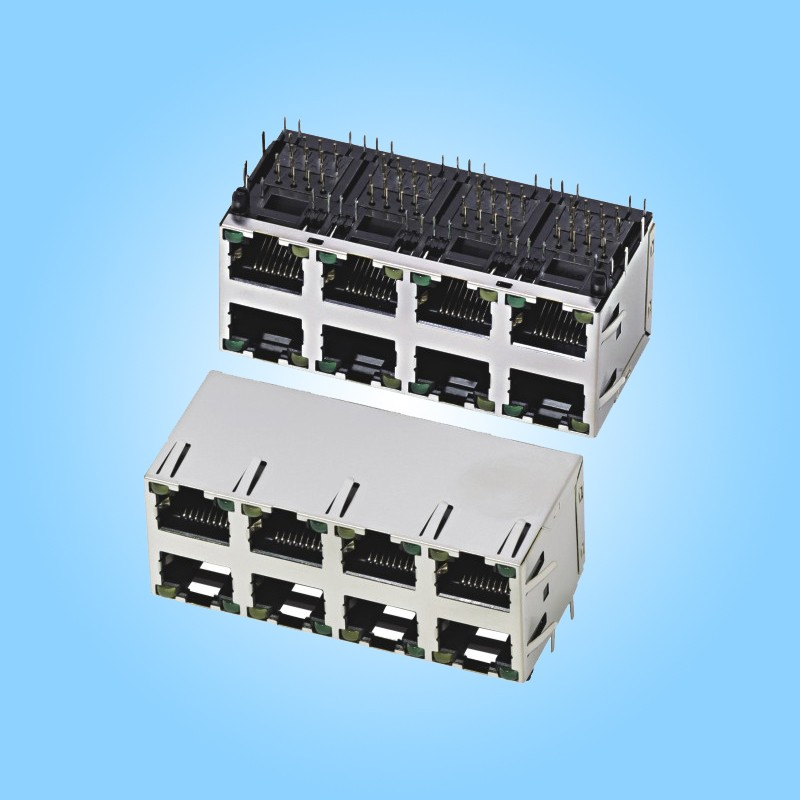 2×4 Пустой RJ45, с экранирующим кожухом, с индикацией, пайка волной в отверстия