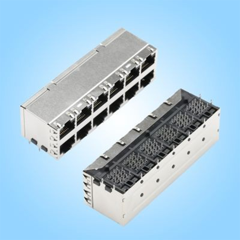2×6 Пустой RJ45, с экранирующим кожухом, верхний ряд портов со световодом, с пресс-фит монтажом