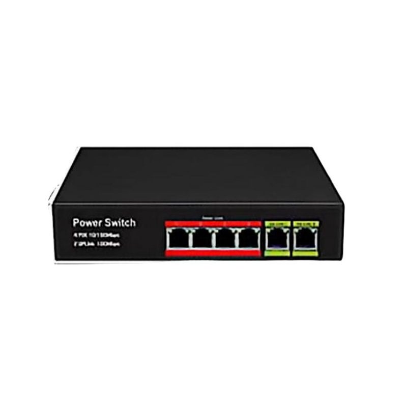 4 порта PoE 100 Мбит/с + 2 сетевых порта 100 Мбит/с (4 PSE 10/100 Мбит/с / 2 UPLINK 10/100 Мбит/с)