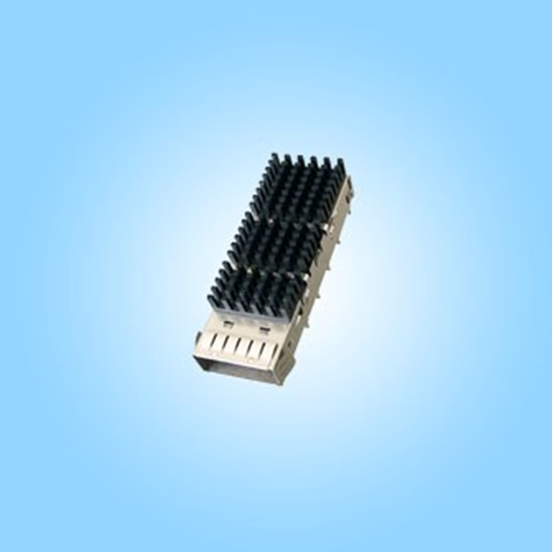 QSFP28 Кейдж в сборе 1×1, с пресс-фит монтажом, с радиатором, скорость 28 Гбит/с