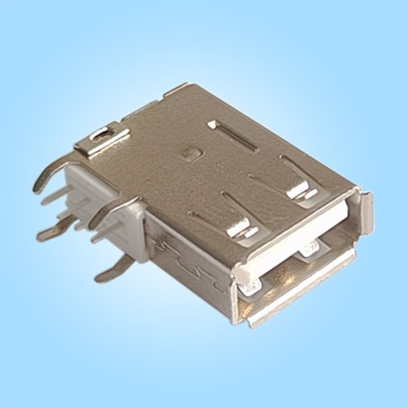 Однопортовый, боковой вертикальный, USB2.0, экранирующий корпус из SPCC, белый пластиковый корпус, пайка волной в отверстия