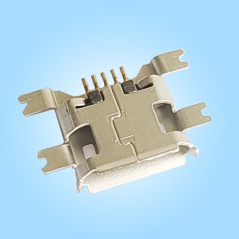 Однопортовый, горизонтальный, с утопленным монтажом, Micro USB2.0, медный экранирующий корпус, чёрный пластиковый корпус, для поверхностного монтажа, пайка оплавлением