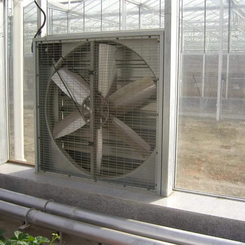 Система вентиляторов и влажных завес для теплиц
