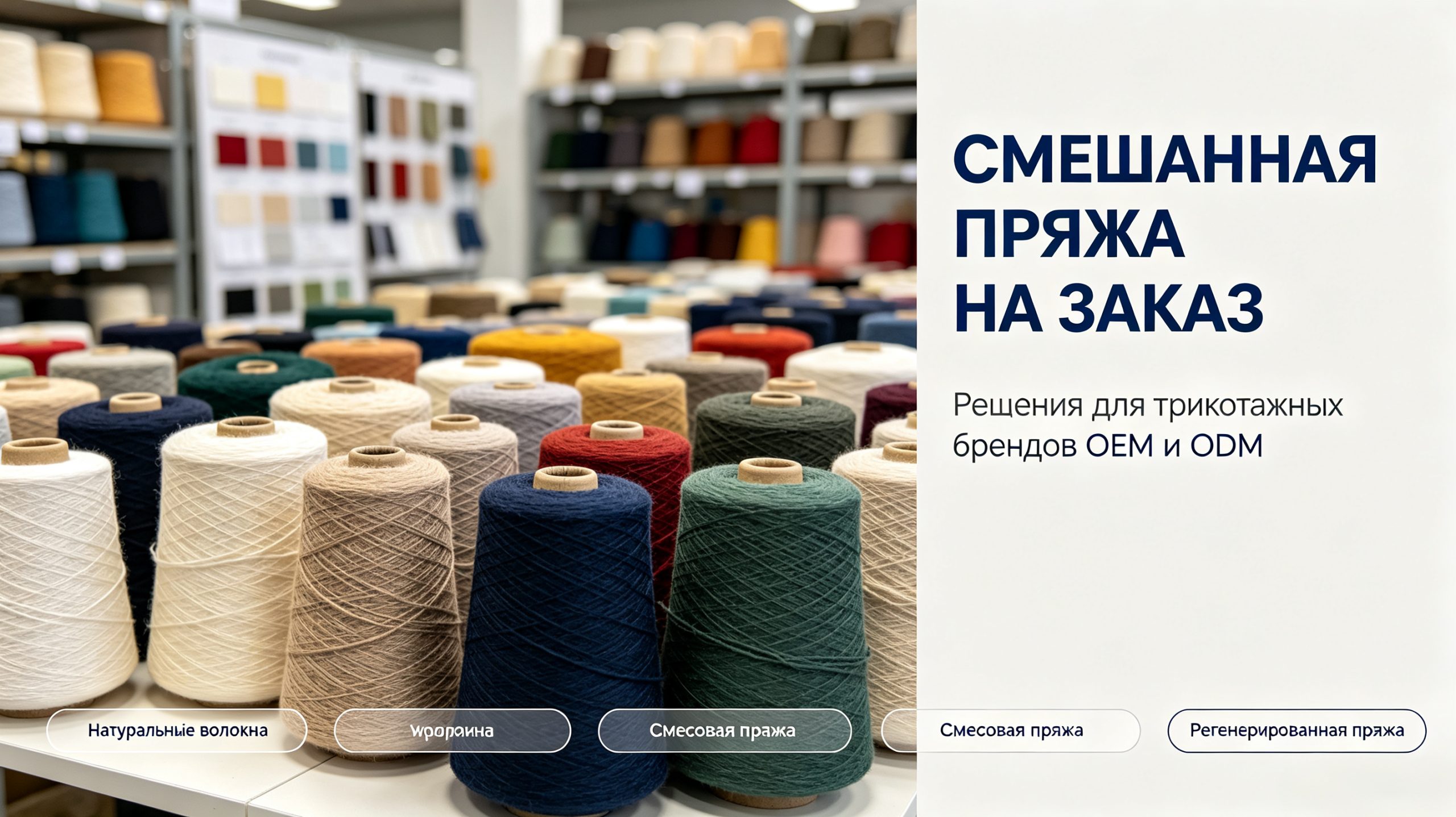 Ткани из смесовой пряжи на заказ | Многоуровневые решения по пряже для заказов зарубежных брендов разного сегмента