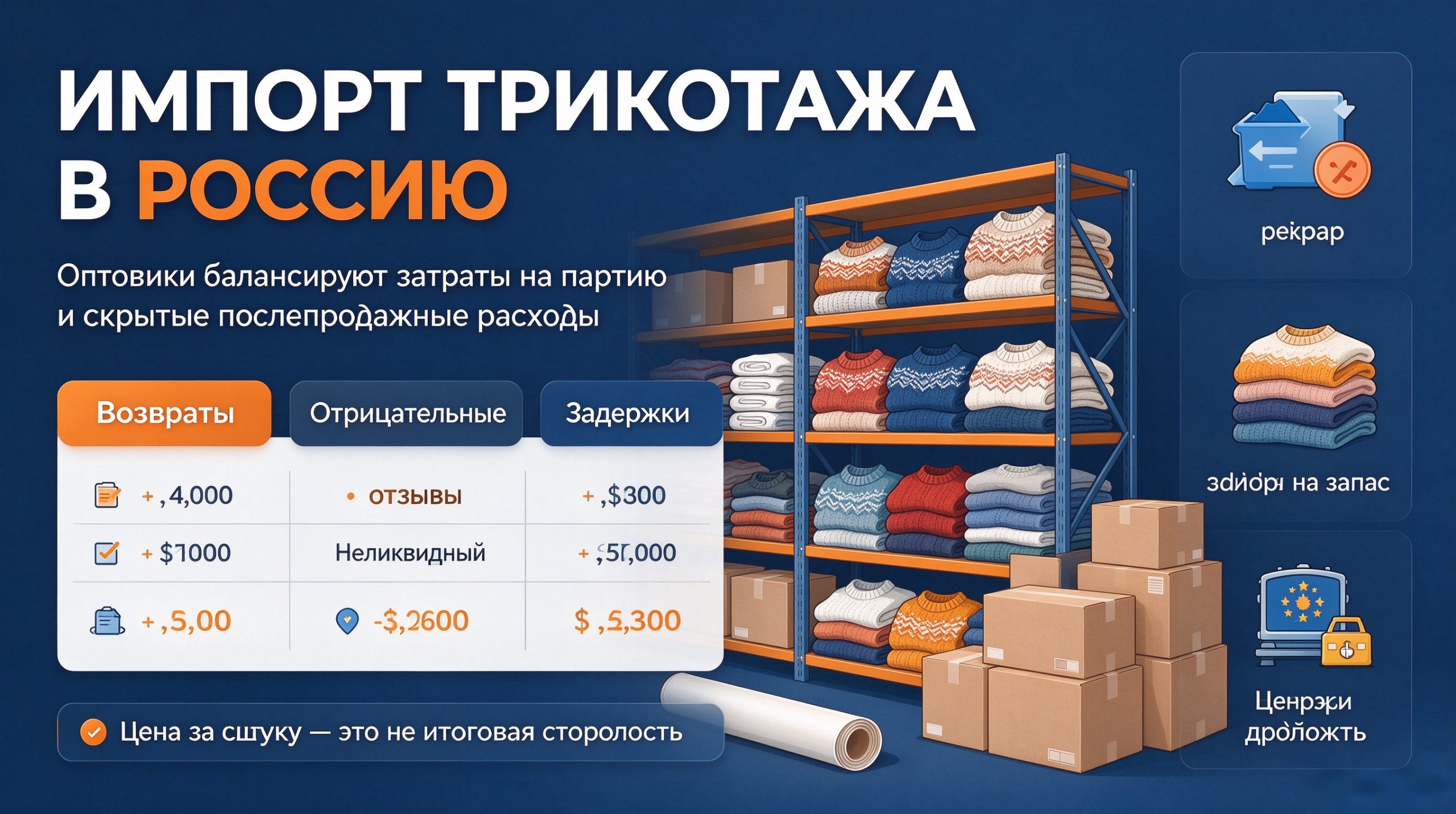Наблюдения по импорту трикотажа в Россию: как оптовикам сбалансировать расходы на закупку товара и скрытые расходы по послепродажному обслуживанию