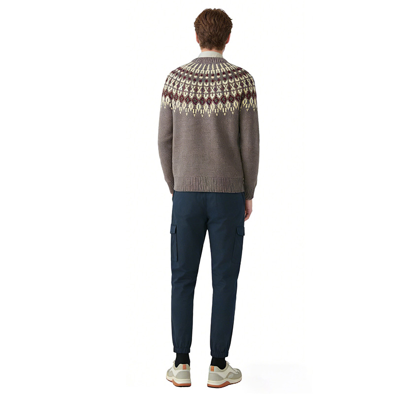 Вязаный свитер с круглым вырезом и жаккардовым узором Fair Isle, в стиле ретро-кэжуал.