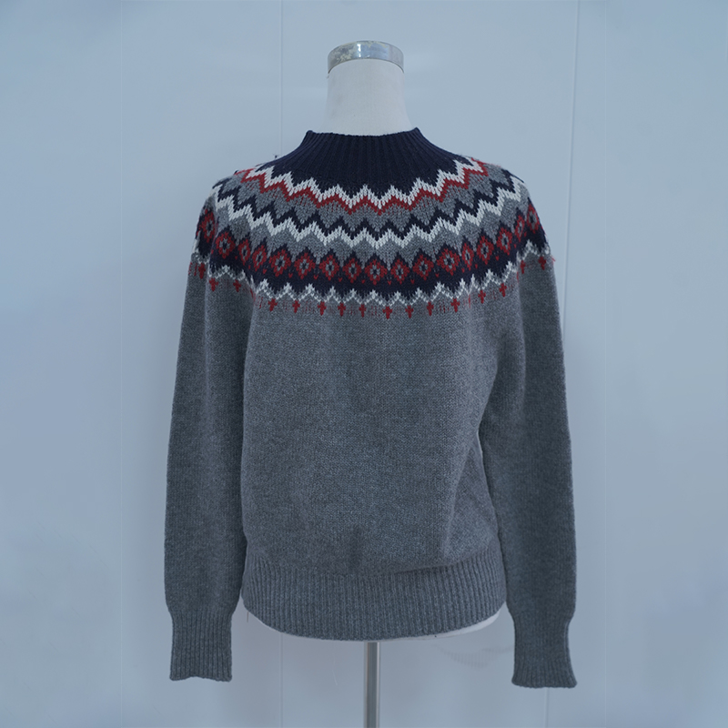 Жаккардовый Бесшовный Свитер Fair Isle в скандинавском стиле, Повседневный топ в стиле Ретро