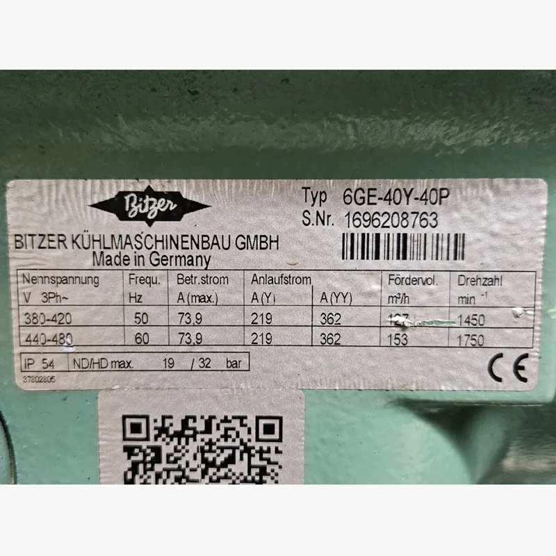 6GE-40Y-40P BITZER ПОЛУГЕРМЕТИЧЕСКИЕ ПОРШНЕВЫЕ КОМПРЕССОРЫ