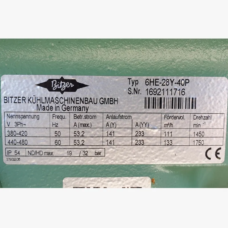 6HE-28Y-40P BITZER ПОЛУГЕРМЕТИЧЕСКИЕ ПОРШНЕВЫЕ КОМПРЕССОРЫ