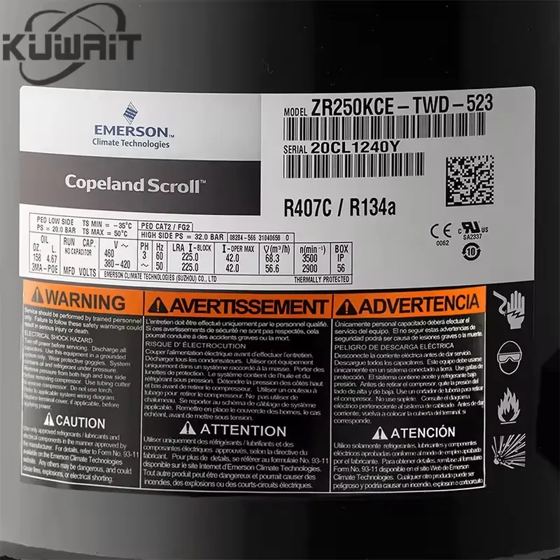 ZR250KCE-TWD-522 ZR250KCE-TWD-523 20 л.с. КОПЕЛАНД ЭМЕРСОН ХОЛОДИЛЬНЫЙ КОМПРЕССОР