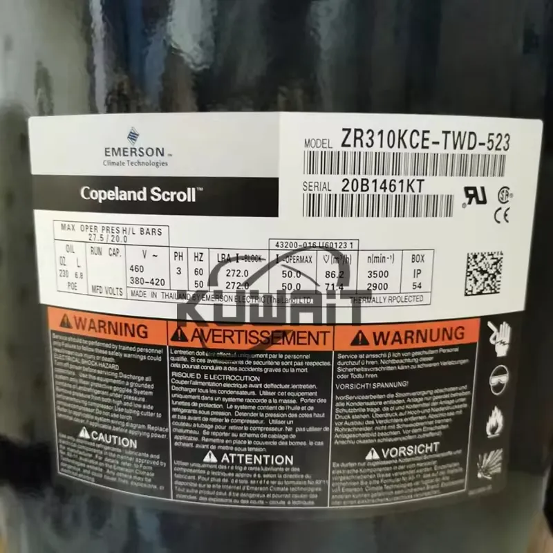 ZR310KCE-TWD-522 ZR310KCE-TWD-523 25 л.с. КОПЕЛАНД ЭМЕРСОН ХОЛОДИЛЬНЫЙ КОМПРЕССОР