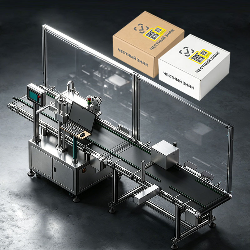 Печать кодов продукции, лазерный маркиратор для нанесения Data Matrix кодов, визуальный контроль и удаление бракованных изделий