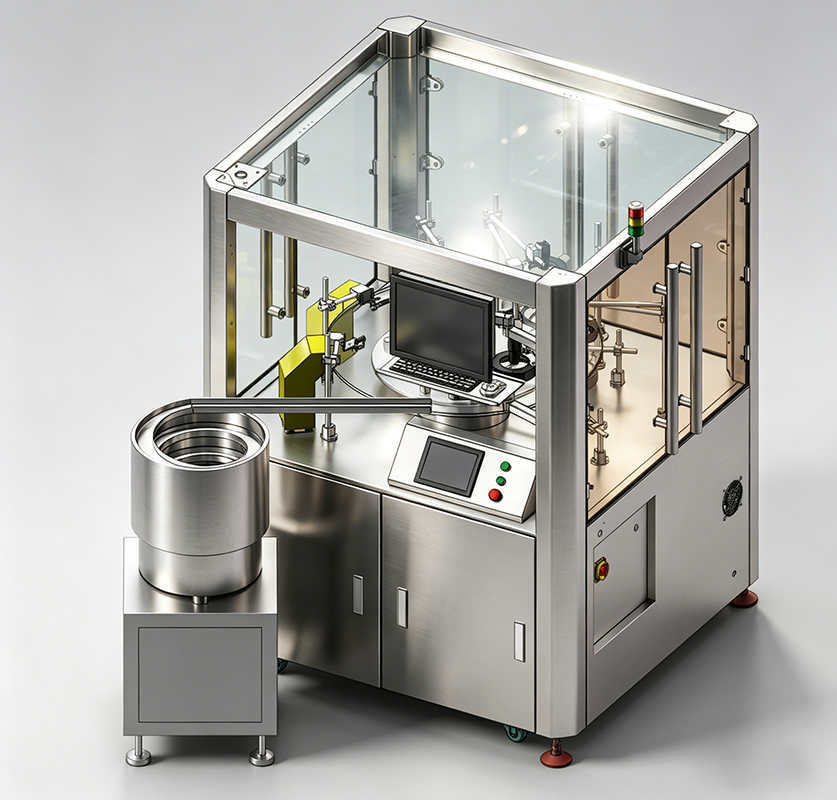 Оборудование для визуального контроля с поворотным столом и автоматической подачей