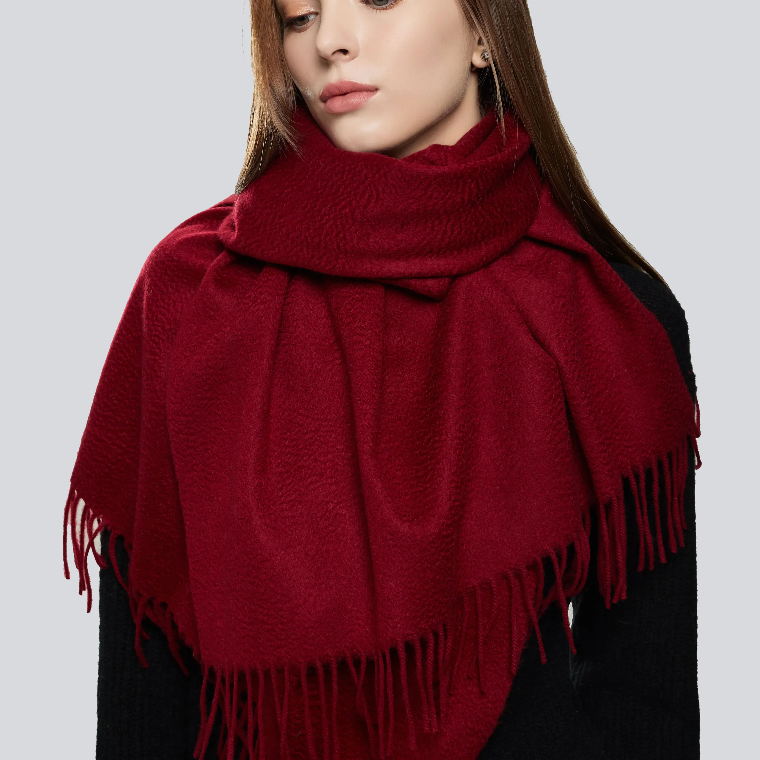 Серия однотонных кашемировых шалей