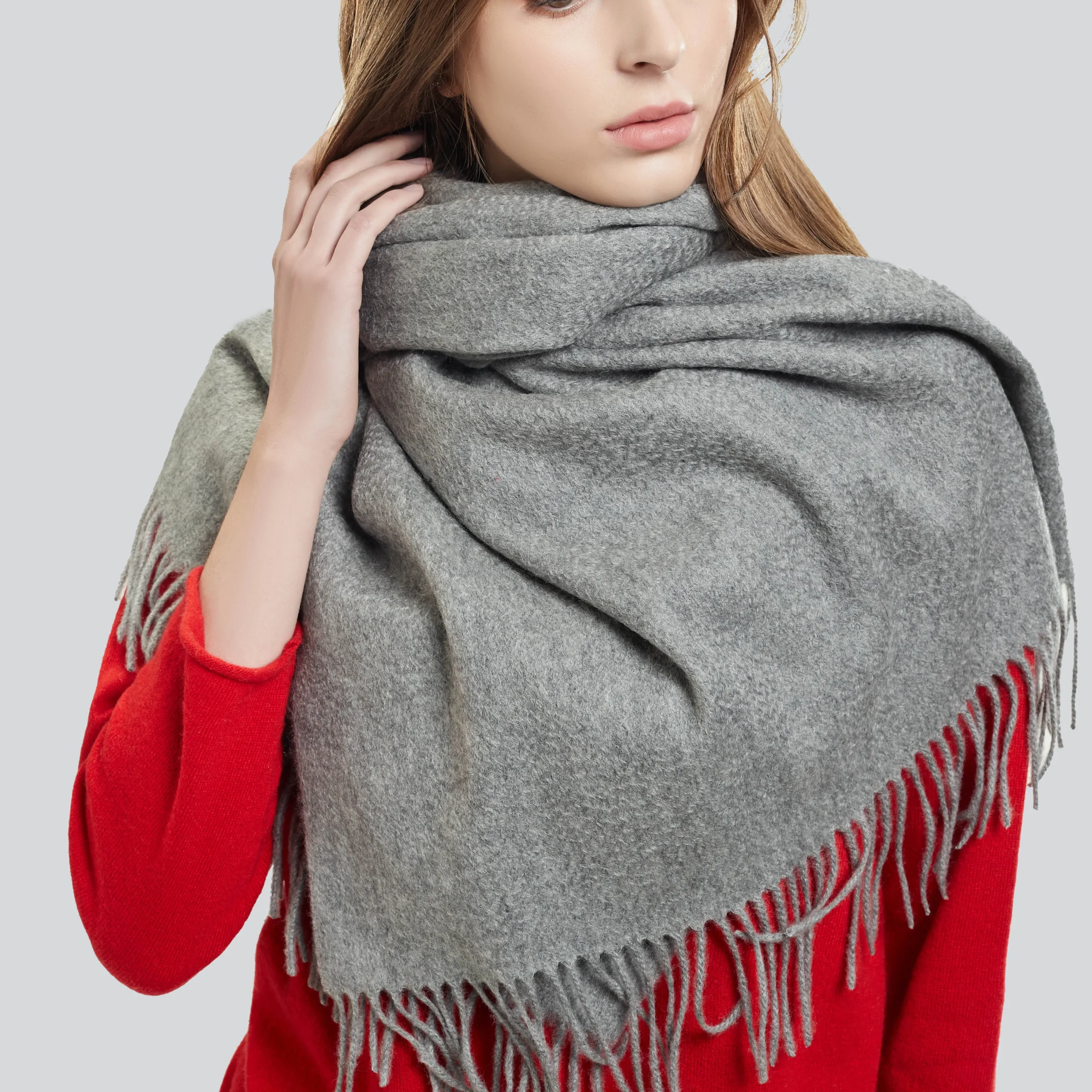 Серия однотонных кашемировых шалей