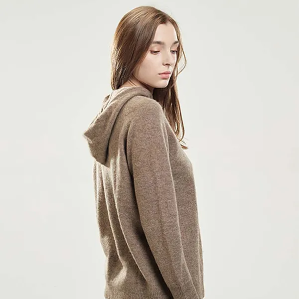 Женский пуловер с капюшоном из кашемира