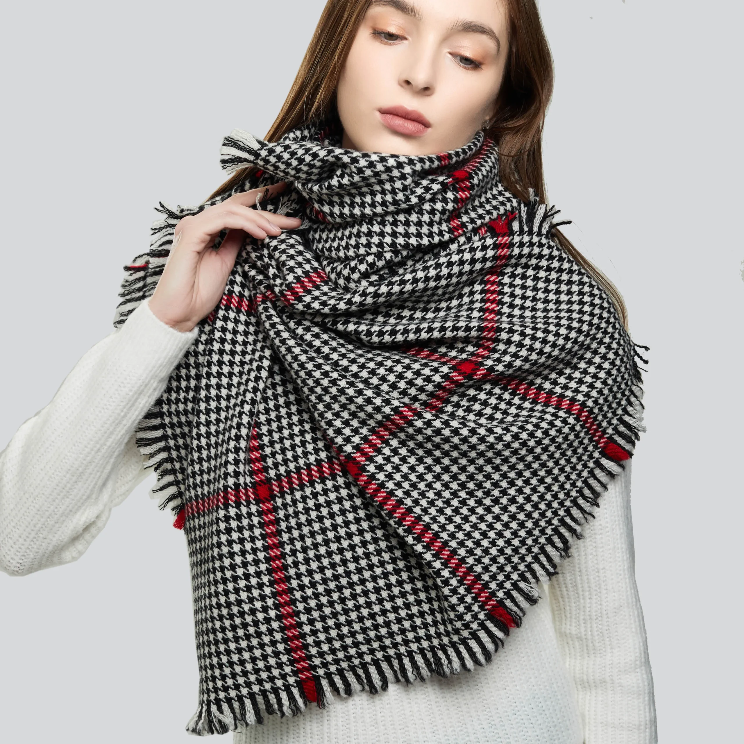 Серия клетчатых кашемировых шалей