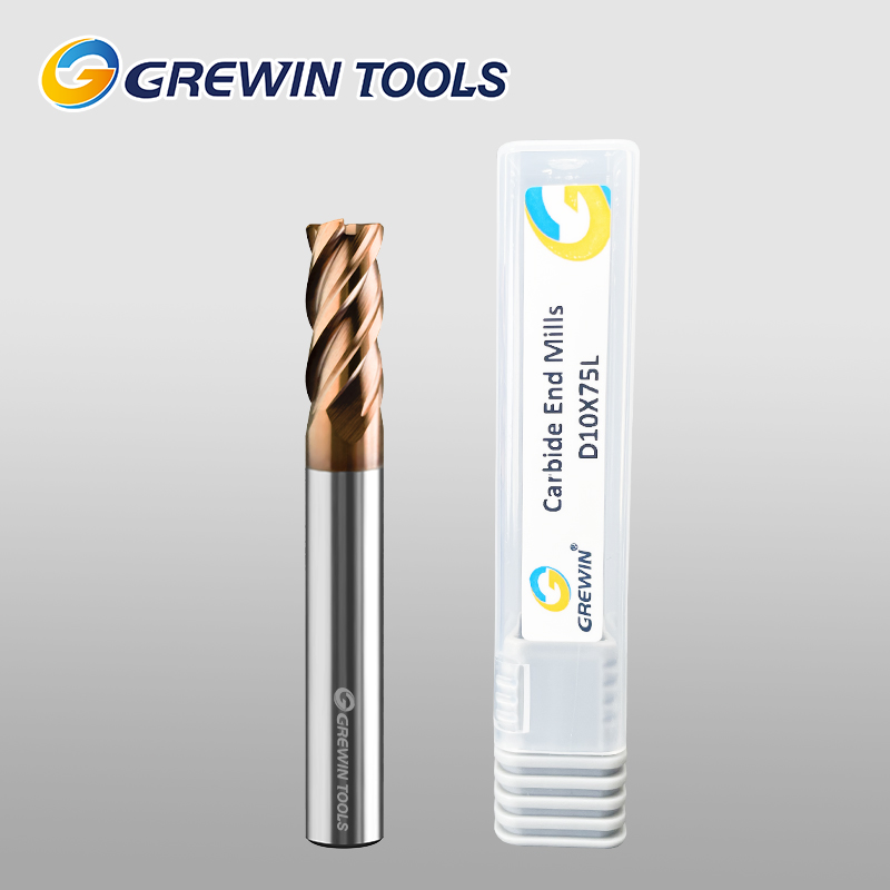 Фреза Grewin с четырьмя режущими кромками и сферическим концом, бронзового цвета (износостойкая версия)