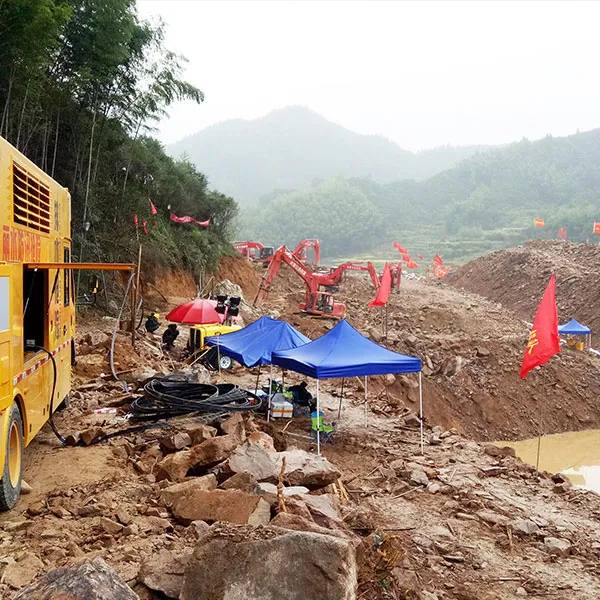 Дренаж озера, образованного оползнем в горах Лишуй