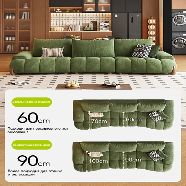 Диван  кешью для гостиной с регулируемой спинкой, винтажный зеленый диван, диван из хлопчатобумажной и льняной ткани