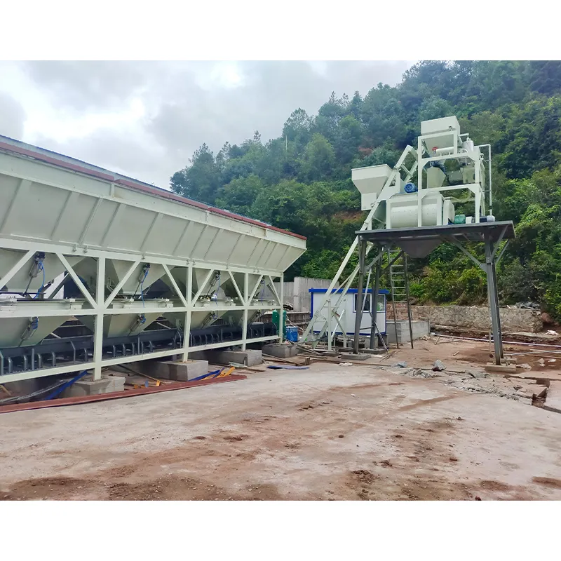 Бетоносмесительный узел с ковшовым подъёмником