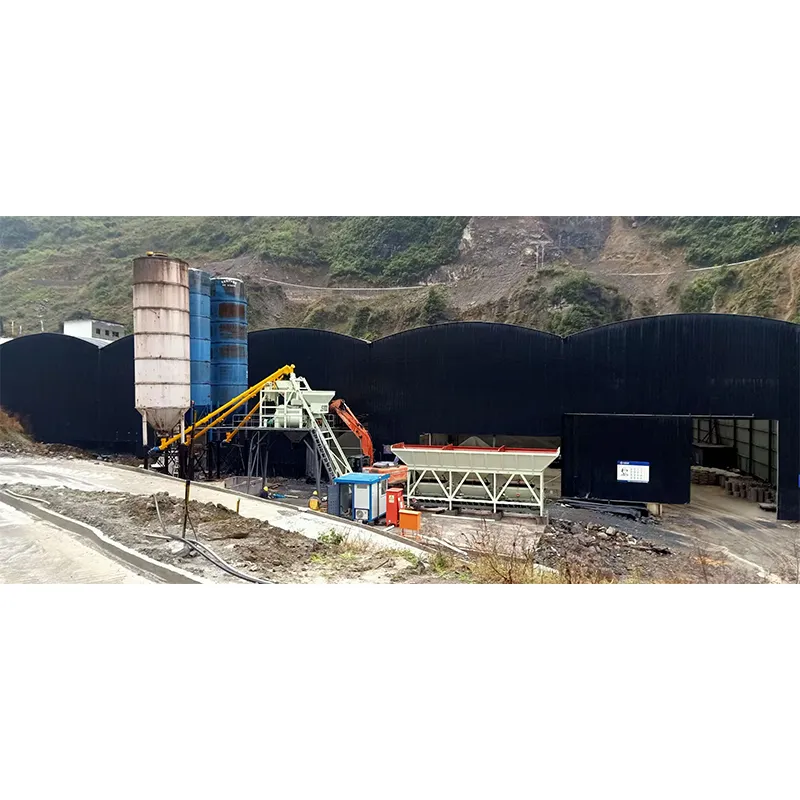 Бетоносмесительный узел с ковшовым подъёмником