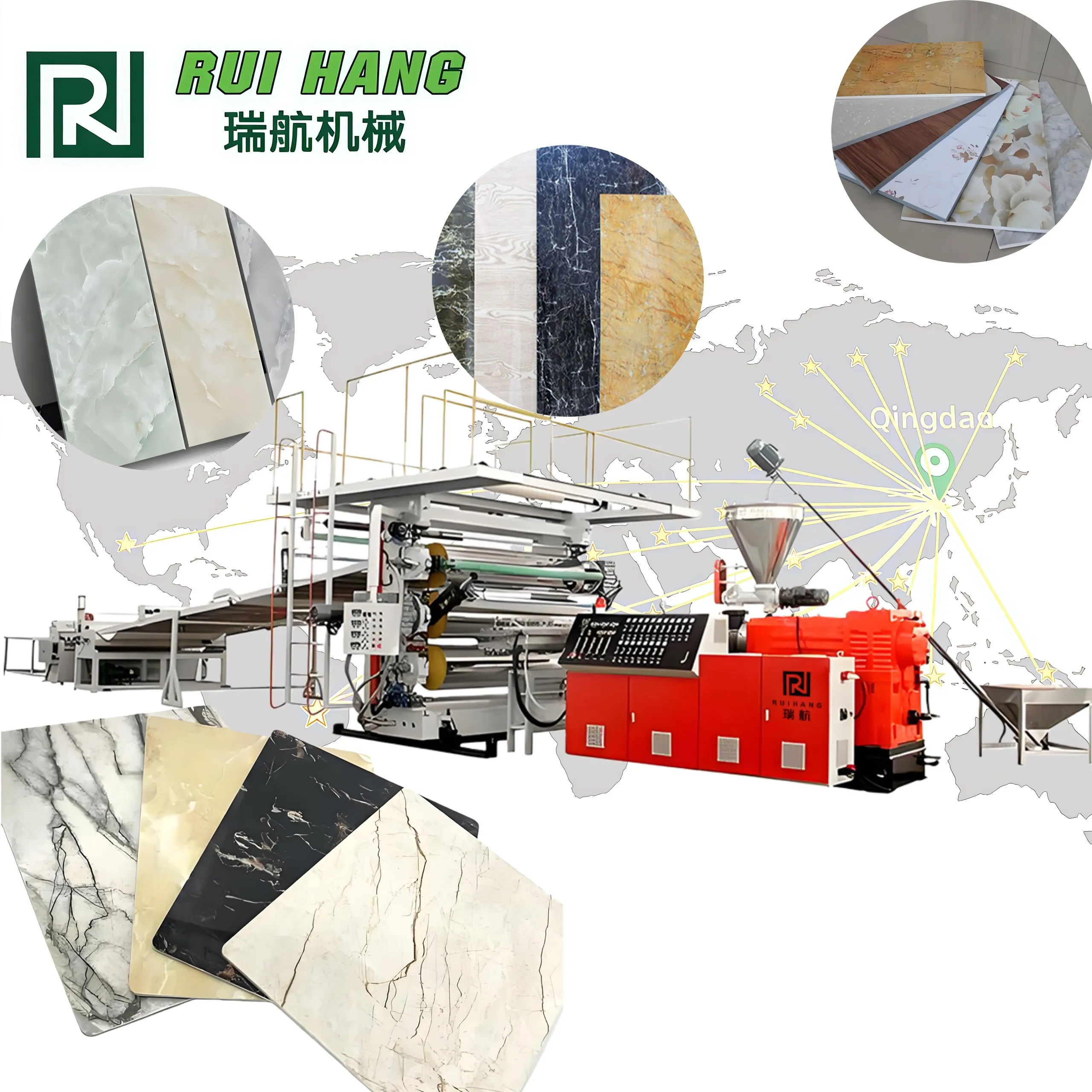 Экструзионная линия для производства линолеума – упругого  мраморного  ПВХ листа для пола