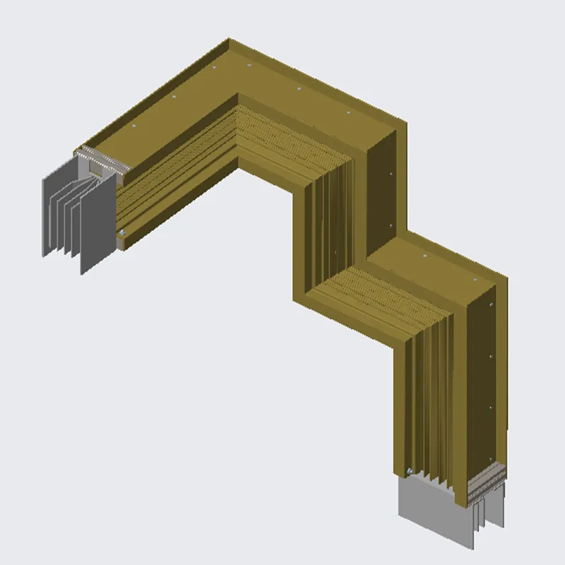 Шинопровод с переходом из горизонтальной плоскости в вертикальный Z-образный изгиб