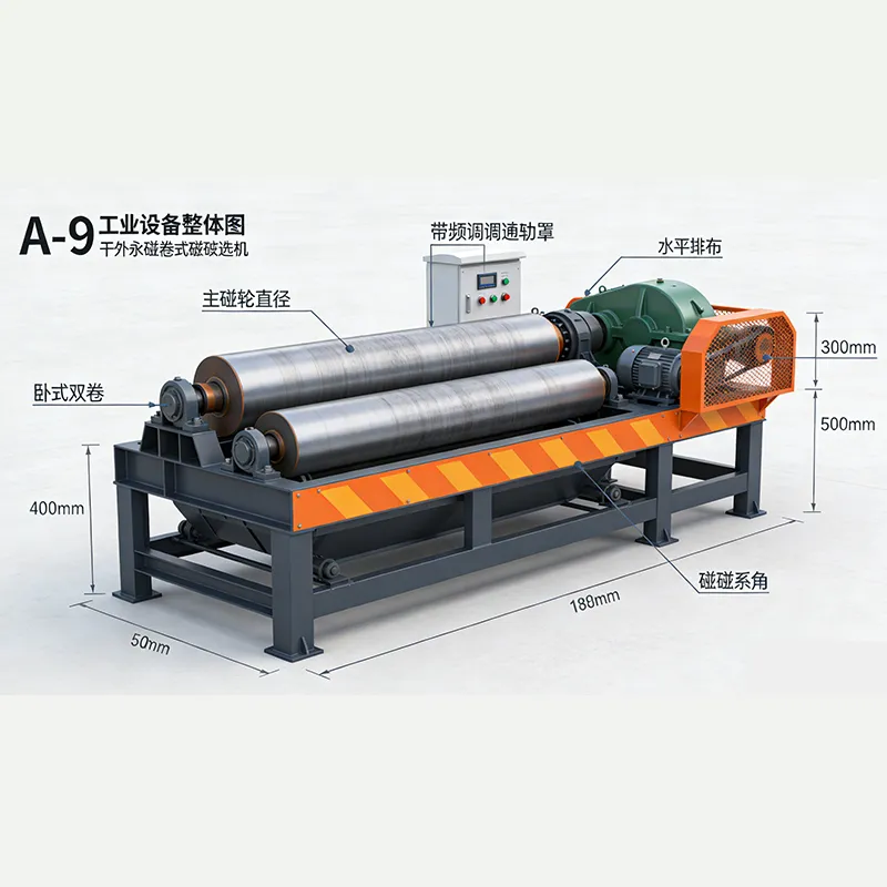 Сухой валковый магнитный сепаратор с постоянными магнитами