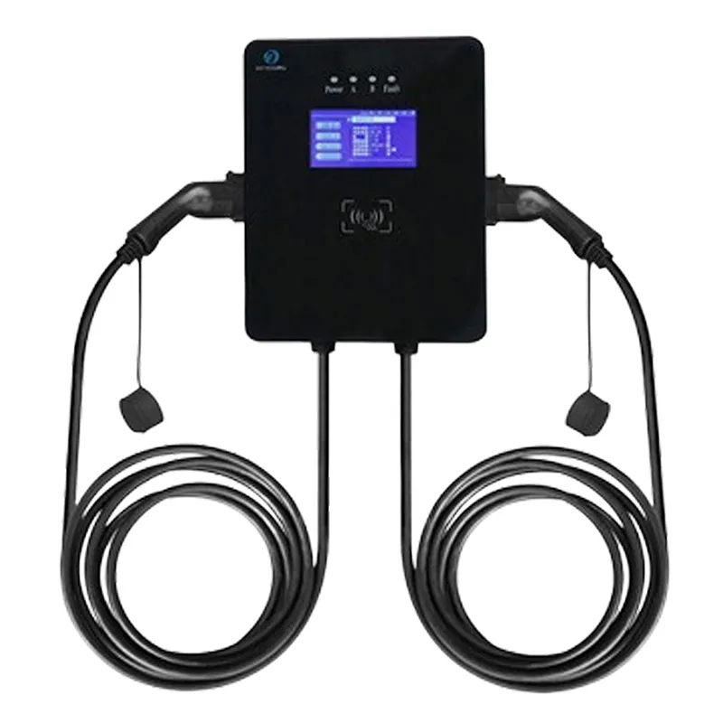 Настенная зарядная станция переменного тока на 14 кВт с двумя пистолетами, соответствующая европейскому стандарту