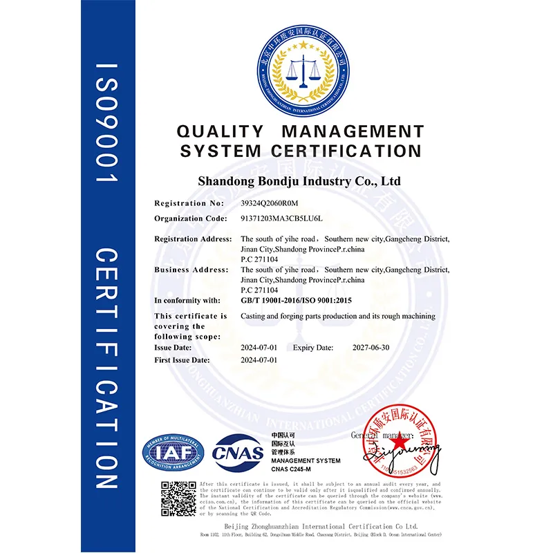 ООО Шаньдун Банцзюй Промышленная прошла повторную сертификацию системы ISO 2024. Качество управления было еще более улучшено