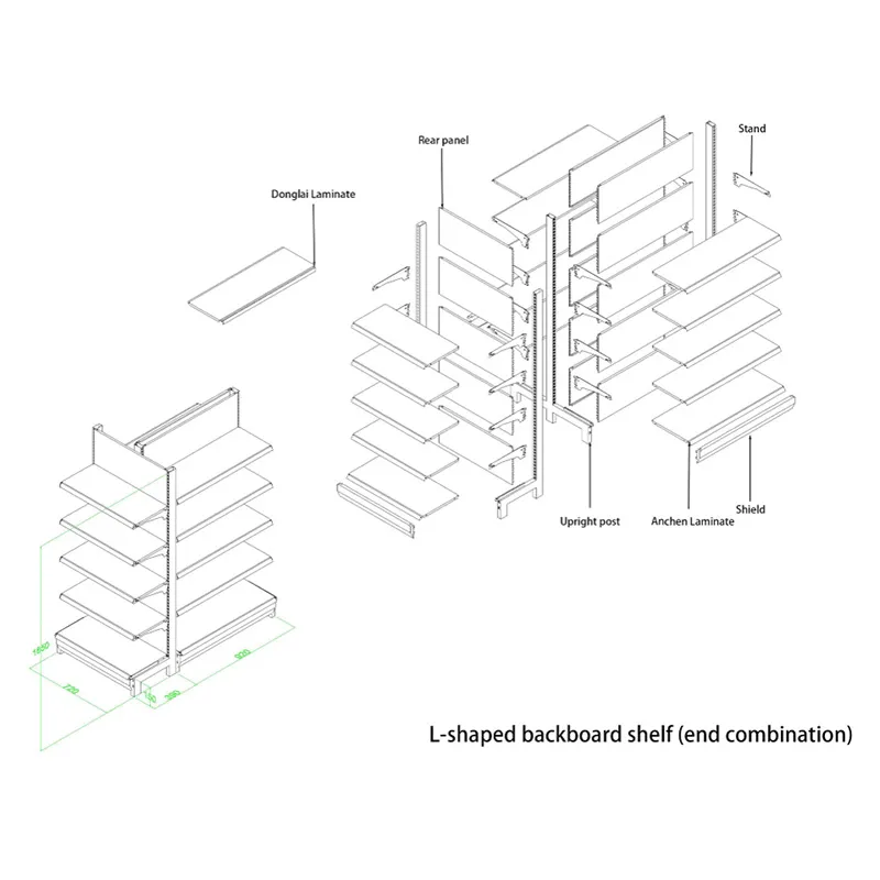 L-образные торговые двусторонние стеллажи
