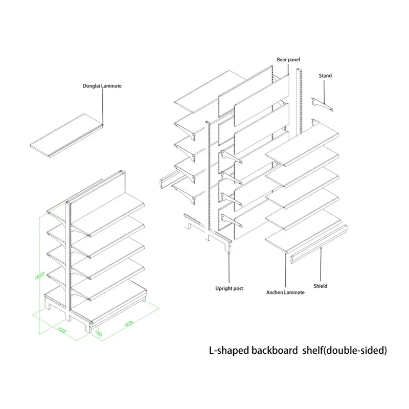 L-образные торговые двусторонние стеллажи