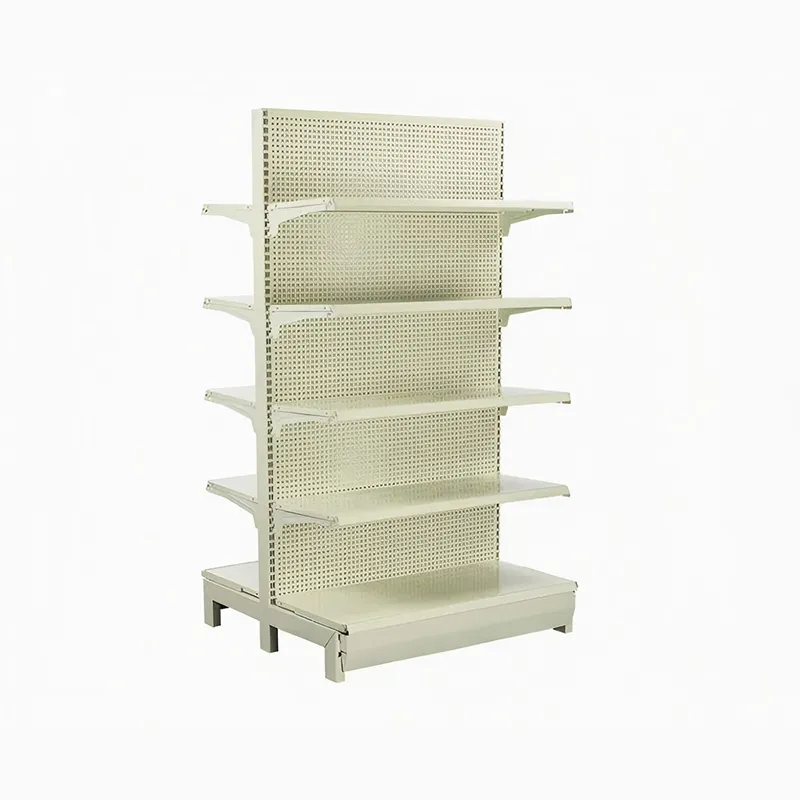 L-образные торговые двусторонние стеллажи с перфорацией