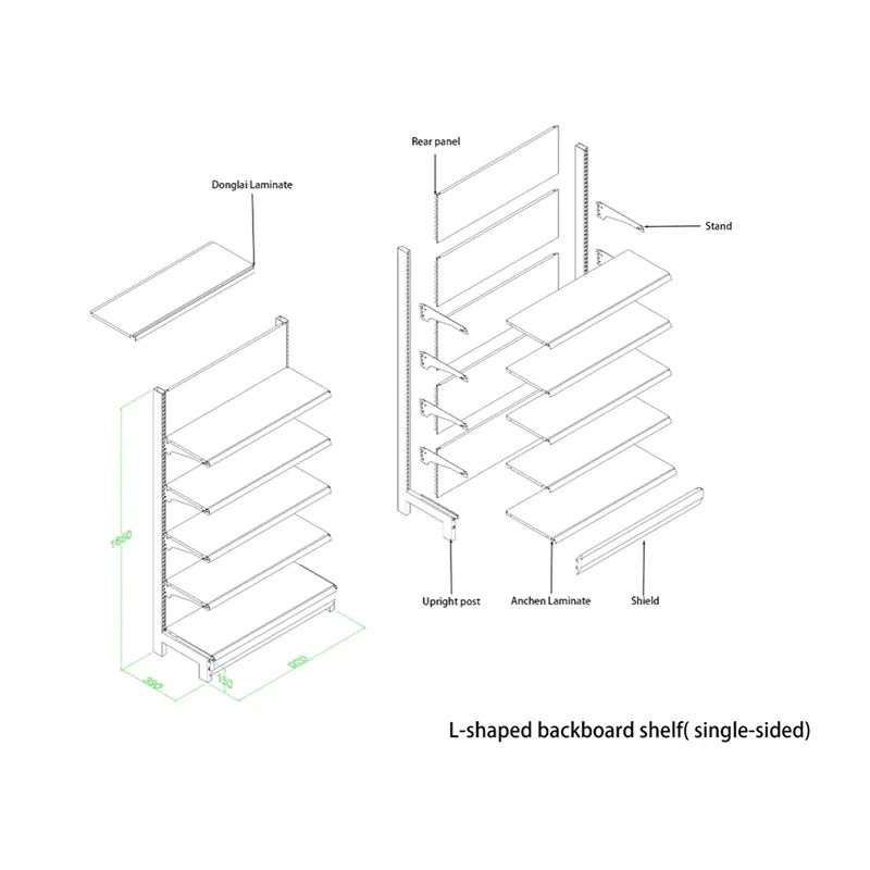 L-образные торговые пристенные стеллажи
