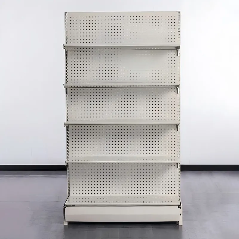 L-образные торговые пристенные стеллажи с перфорацией