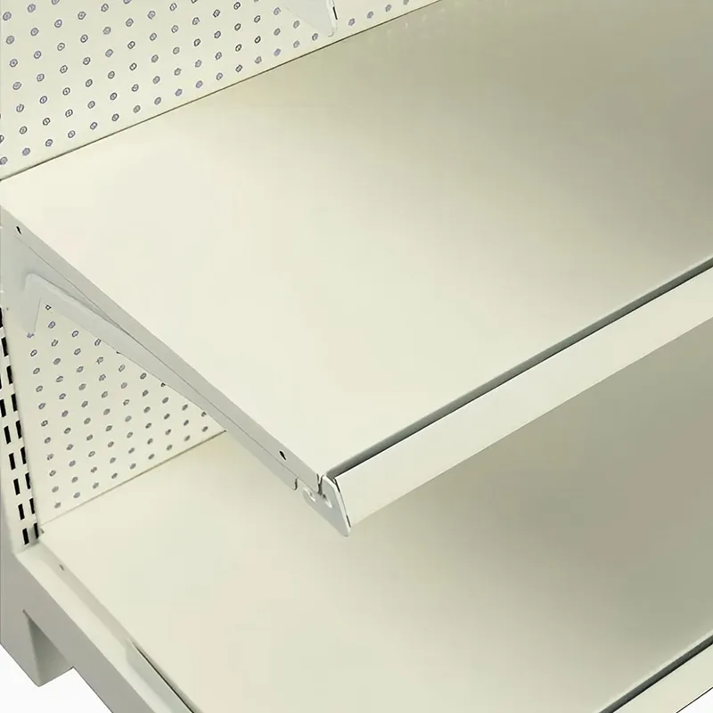 L-образные торговые пристенные стеллажи с перфорацией