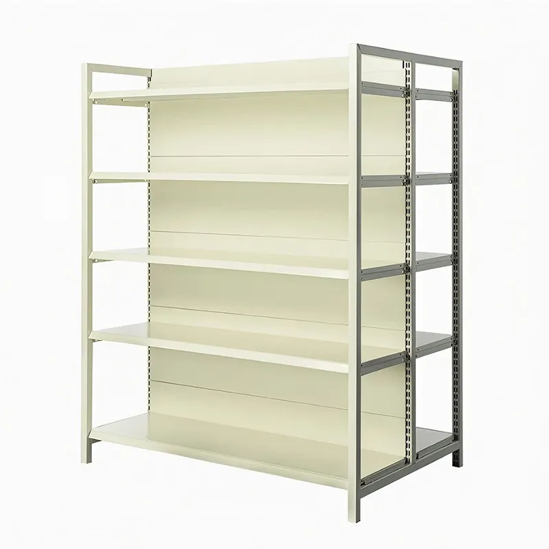 Четырёхопорные стеллажи в супермаркете (двусторонние)