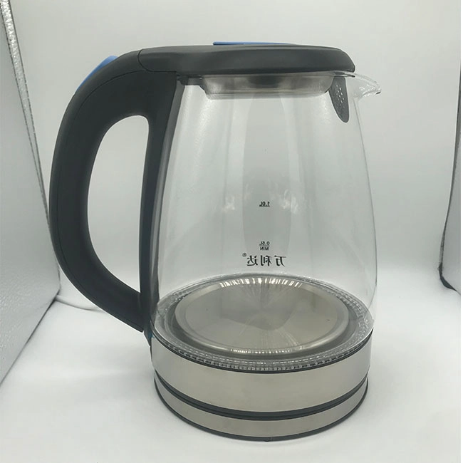 Стеклянный электрочайник 1.8 л с синей подсветкой, фильтр от накипи, быстрый нагрев, защита от сухого нагрева, для дома и офиса