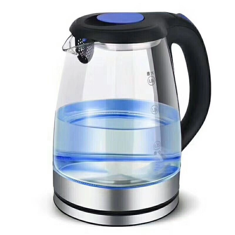 Стеклянный электрочайник 1.8 л с синей подсветкой, фильтр от накипи, быстрый нагрев, защита от сухого нагрева, для дома и офиса