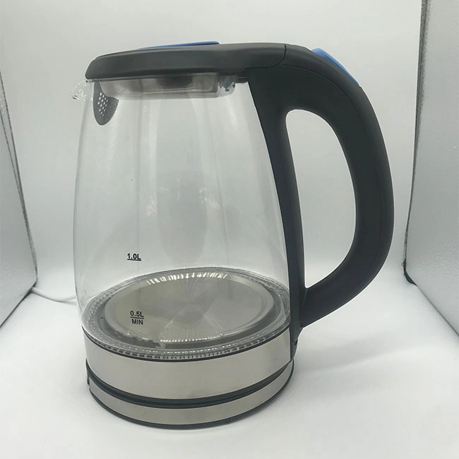 Стеклянный электрочайник 1.8 л с синей подсветкой, фильтр от накипи, быстрый нагрев, защита от сухого нагрева, для дома и офиса