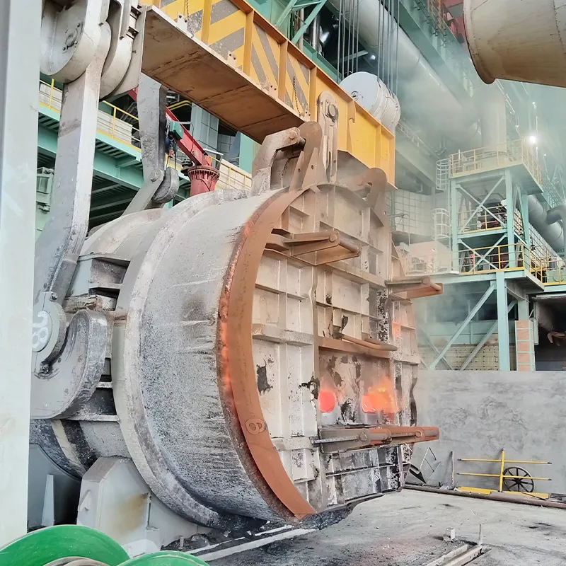 Подвесной сталеразливочный ковш установка и снятие крышки механизм