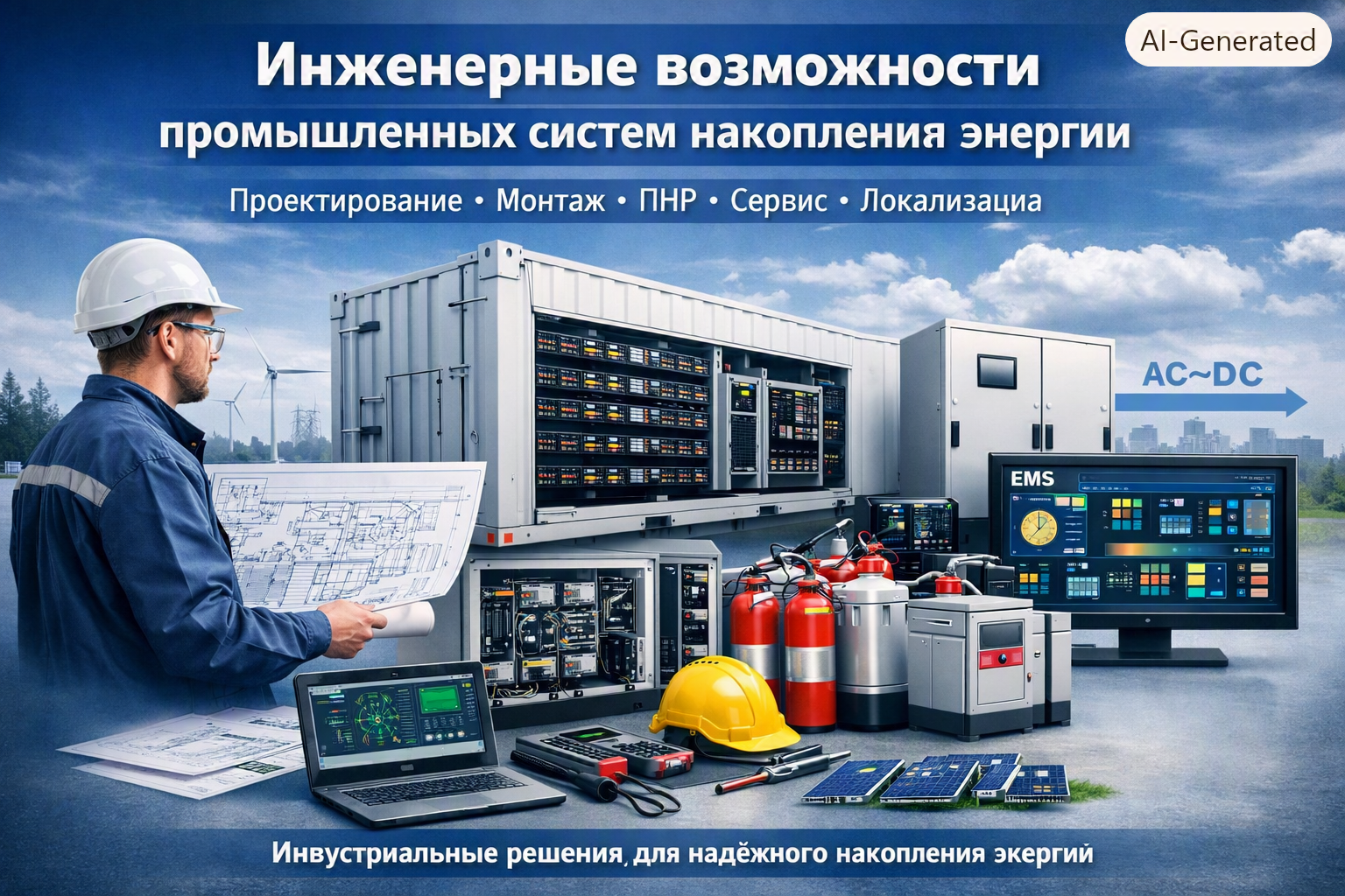 Инженерные возможности промышленных систем накопления энергии: проектирование, монтаж, ПНР, сервис и локализация