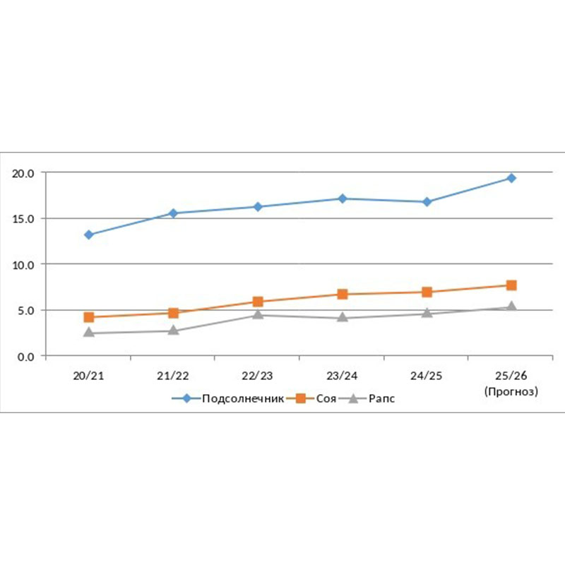 Прогноз производства масличных культур в России на 2025/26 год и тенденции спроса на переработку