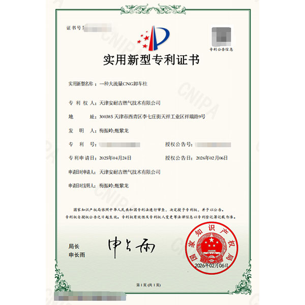 Возможность модернизации газового оборудования: патент компании Anaiji на высокопроизводительную разгрузочную колонну для сжатого природного газа официально одобрен.