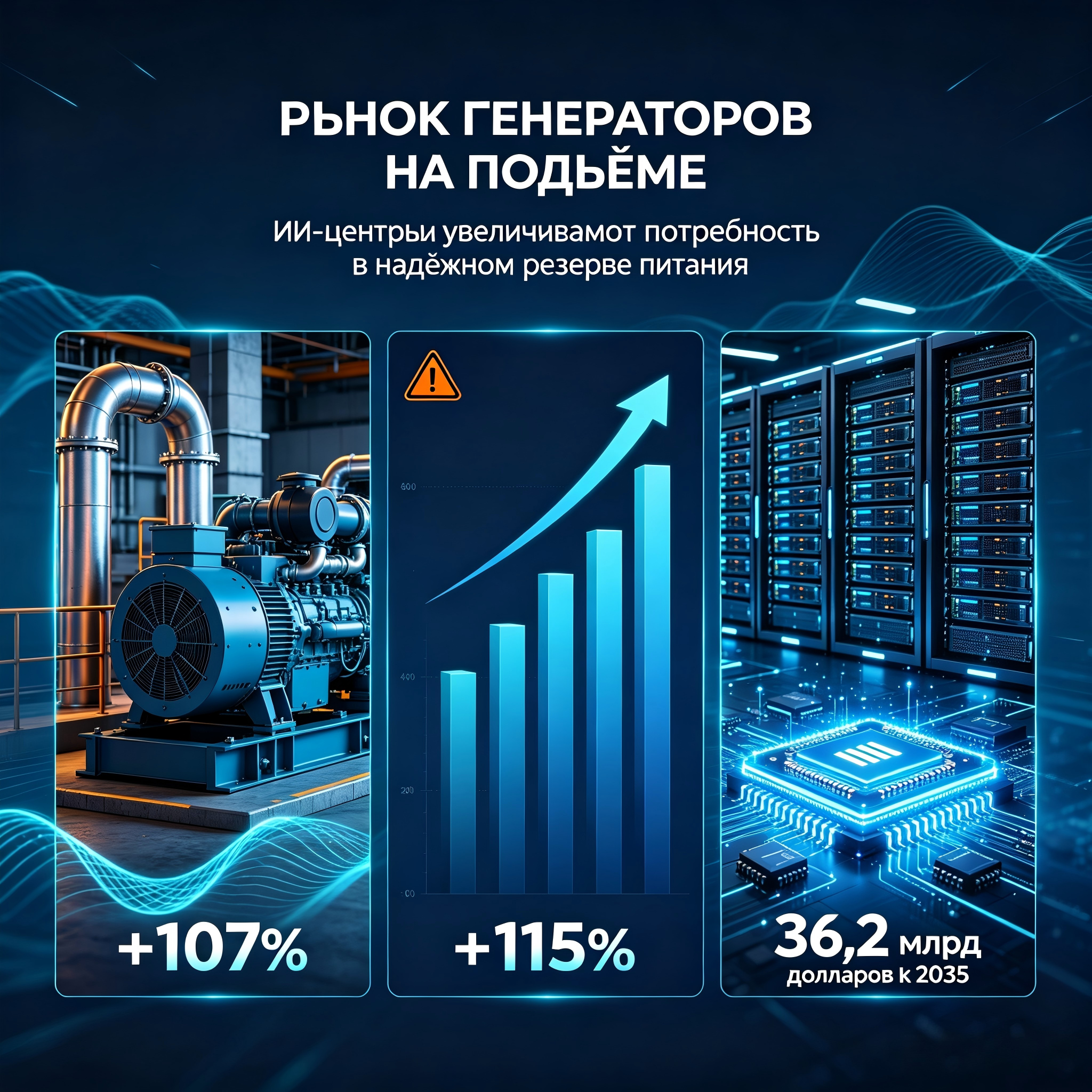 Спрос на резервные генераторы для ИИ-центров выводит отрасль на пик роста